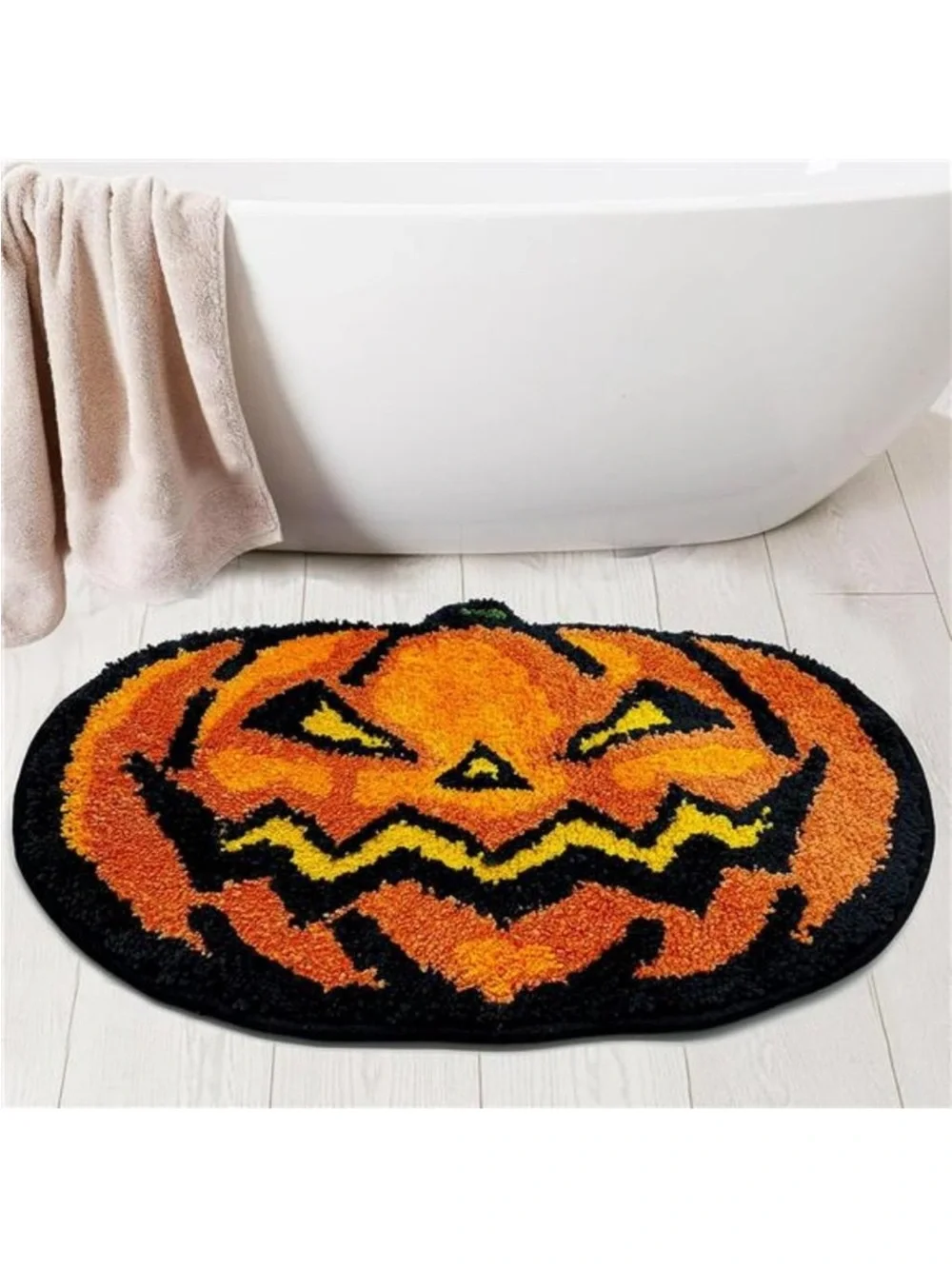 Halloween Bathroom Rugs, Halloween Pumpkin Bath Mats Non-Slip 16x24 Inches